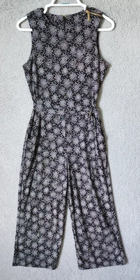 Mono para mujer Michael Kors sin mangas recortado pierna ancha negro Ditsy floral XS Foto 1 de 4