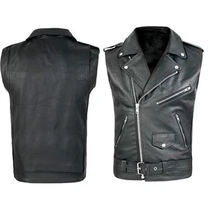 Men PU Leather Vest Fashion Waistcoat Brand New Casual Style Lapel Neckline - Picture 1 of 66