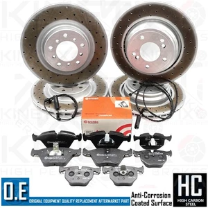 FÜR BMW E46 M3 VORNE HINTEN GELOCHTE BREMSSCHEIBEN BREMBO BREMSBELÄGE DRAHTSENSOREN - Bild 1 von 12