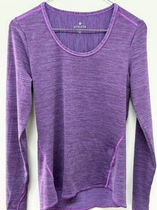Athleta Women's Purple Dye Stripe Top Thumbholes Athleisure XS - Picture 1 of 5