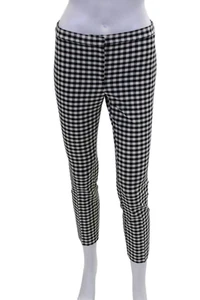 Theory Women's Hook Closure Flat Front Straight Leg Plaid Pants Trousers Size 2 - Picture 1 of 5