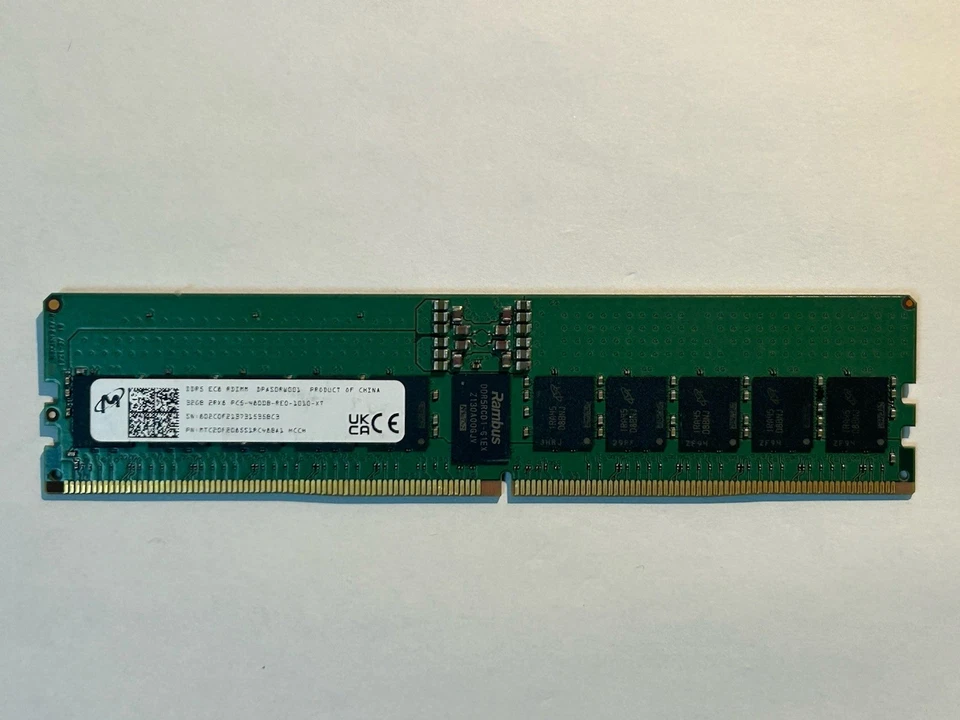 Micron MTC20F2085S1RC56BA1 32GB 2Rx8 PC5-4800 DDR5 EC8 RDIMM Server RAM - Image 1 of 4