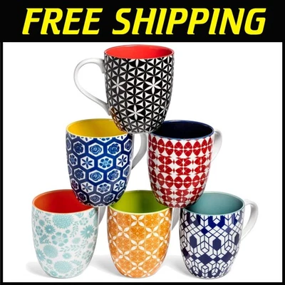 Juego de tazas de café coloridas - aptas para microondas, 16 oz, 6 unidades Foto 1 de 4