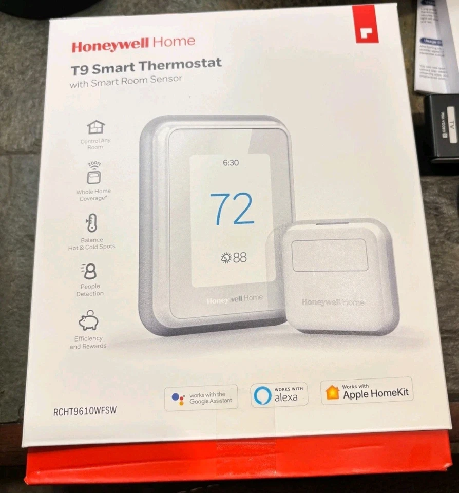 Honeywell Home T9 Smart Thermostat with Room Sensor - White (RCHT9610WFSW2003) - Image 1 of 2