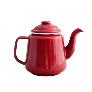 Country Vintage Style Falcon Enamel Red with White Trim Teapot 950ml - Picture 1 of 1