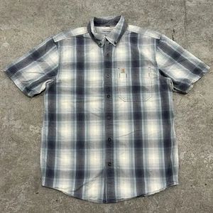 Vintage Carhartt Plaid Short Sleeve Button Up Shirt Adult Medium Workwear Rare - Picture 1 of 8