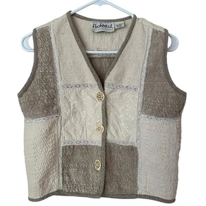 Vintage Flashback Patchwork Weste Gr. M Boho neutral Cottagecore Spitze Country - Bild 1 von 10
