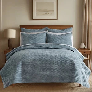 Set trapunta Chambray punto velluto con punto completo/regina bianco - Levtex Home - Foto 1 di 5