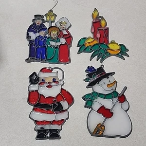 Finto vetro colorato con cornice in piombo - decorazioni in plastica set Natale 4 cantori, Babbo Natale - Foto 1 di 8