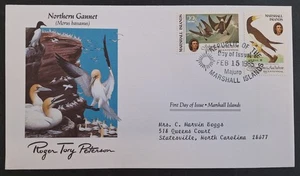 1985 Marshall Islands Audubon Birds Northern Gannet FDC ties 2 stamps cds Majuro - Bild 1 von 2