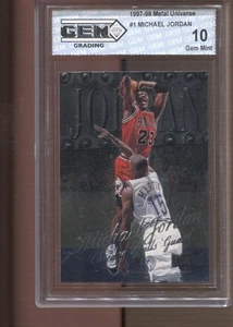 1997-98 Michael Jordan Metal Universe #1 Gem Mint 10 Chicago Bulls GOAT MVP HOF - Bild 1 von 2