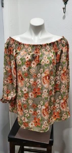 J for Justify Off Shoulder Floral Top Blouse Womens Size 2XL 3/4 Sleeve NWT - Picture 1 of 5