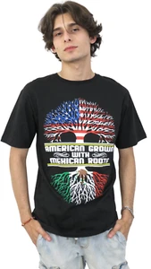 "American Grown with Mexican Roots" Tree Root Adult Unisex T-Shirt Small to 2XL - Picture 1 of 4