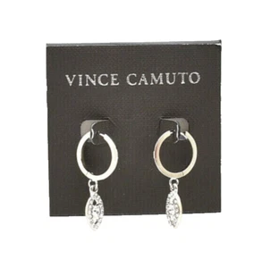Vince Camuto Hoop Crystal Drop Earrings Silvertone New! NWT - Picture 1 of 2