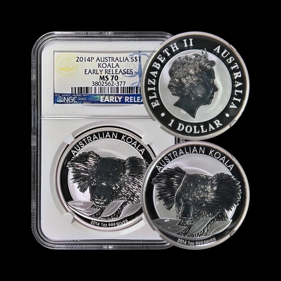 AUSTRALIA. 2014, Dollar, Silver - NGC MS70 - Top Pop 🥇 Koala and Leaves 🐨 RARE - Image 1 of 4