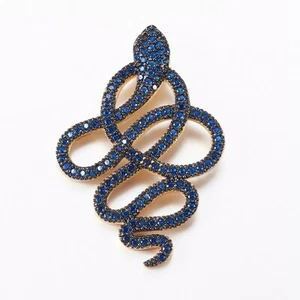 Snake Micro Pave Cubic Zirconia Pendant Golden.24mm wide, 35mm long.hole: 2x3mm. - Picture 1 of 2