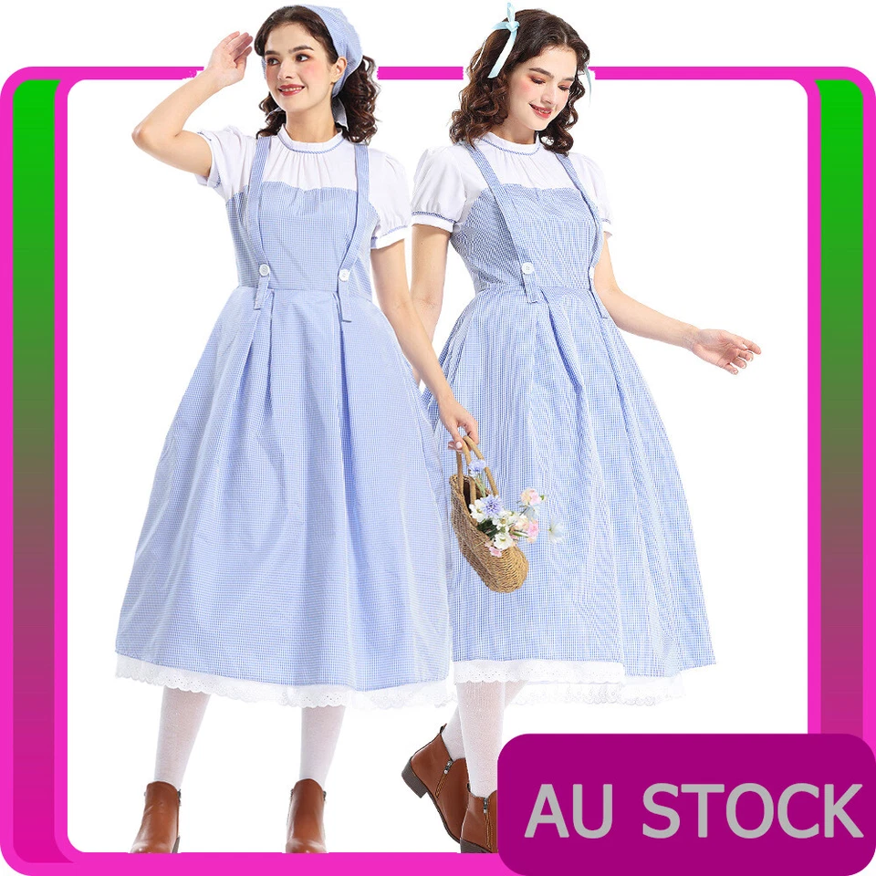Ladies Wizard of OZ Dorothy Costume Book Week Disney Halloween Blue Fancy Dress - Image 1 of 4