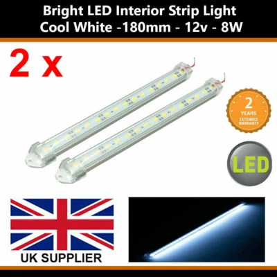 2x 12V LED Car Interior Strip Lights Roof Ceiling For Van Caravan Truck Trailer - Image 1 of 4