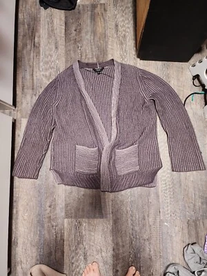 Suéter Cárdigan Simply VERA WANG Dos Tonos Gris Púrpura Acanalado Algodón y Acrílico  Foto 1 de 4