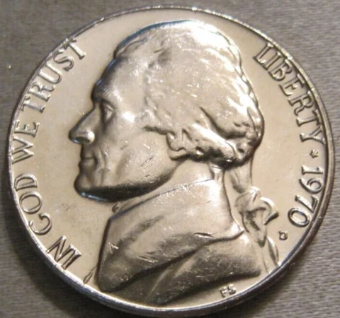 SELLING AS SHOWN - 1970 D UNCIRCULATED JEFFERSON NICKEL FROM A MINT SET *** 419 Cover