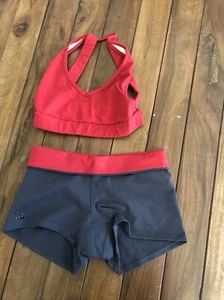 Sz 12 14 LC Athletic Wear Outfit Sports Bra Shorts Dance EUC - Picture 1 of 2