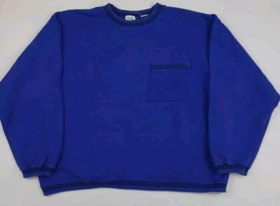 Vintage 90s GAP Blue Black Stripe Blank Pocket Sweatshirt Vtg Boxy Fit USA Sport - Image 1 of 4