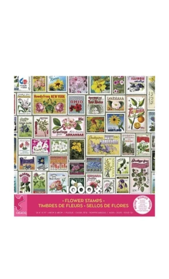 Ceaco Puzzle Stamps - Flower Stamps (1000 Pieces) New  - Image 1 of 1