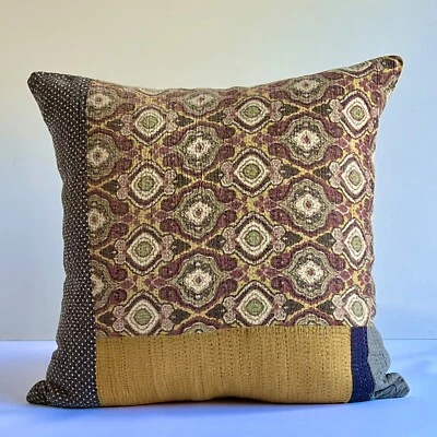 Handmade Kantha Pillow cover 22x22 Inches Design C - Image 1 of 4