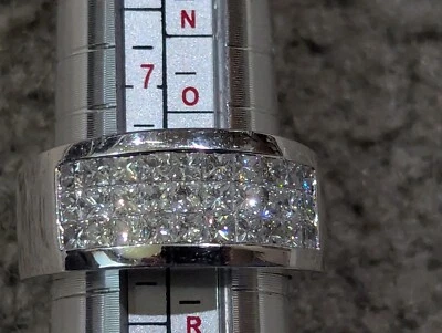 ORO BLANCO 14K 0,5-0,6 SQ. ANILLO PANORÁMICO PARA HOMBRE DIAMANTES REALES CORTADOS (30)  Foto 1 de 4