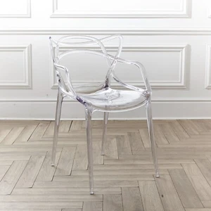 Transparent Clear Master Dining Chair Kitchen Office Chairs Ghost Modern Vanity - Picture 1 of 5