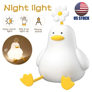 Silicone Duck Sleeping Lamp Touch Dimmable Bedside LED Night Light Kids Gift US - Picture 1 of 20
