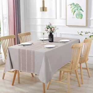 Vonabem 100% Waterproof Rectangle PVC Tablecloth, Vinyl Table Cloth Cover with - Picture 1 of 1