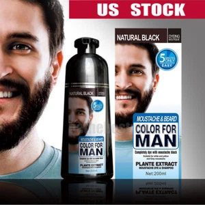 200ML Hair Dye Color Shampoo Black For Men Beard Dying Removal White Grey Cream - Picture 1 of 12