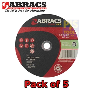 5 x Abracs 230mm x 3.0mm flat stone cutting slitting discs masonry - Picture 1 of 2