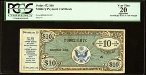 Military Payment Certificate   $10  Series 472    PCGS  Very Fine 20 - Picture 1 of 3