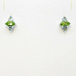 Navette Peridot Sky Blautopas Ohrstecker 925 Silber 585 Weißgold vergoldet - Bild 1 von 5