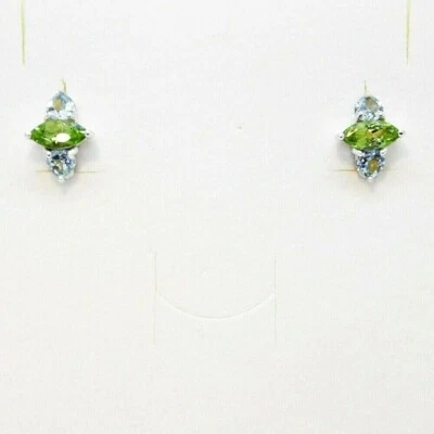 Navette Peridot Sky Blautopas Ohrstecker 925 Silber 585 Weißgold vergoldet - Bild 1 von 4