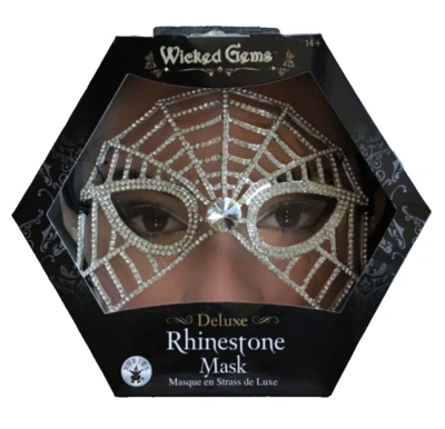 Rhinestone eye mask Rubies SPIDER WEB Halloween Jeweled Ball Costume cosplay - Image 1 of 4