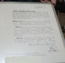 ORDER OF BRITISH EMPIRE SIGNED CERT-QUEEN ELIZ. II,PRINCE PHILIP 1955,HISTORICAL