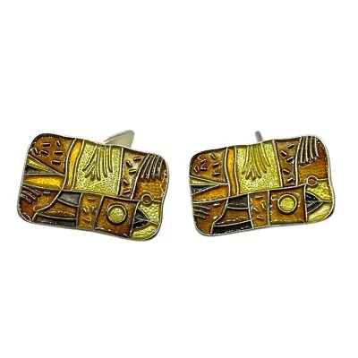 David Anderson Sterling Silver Four Seasons Autumn Enameled Cufflinks Norway - Image 1 of 4
