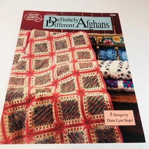 VTG "DEFINITELY DIFFERENT AFGHANS" Crochet Pattern Booklet by ASN 5 Designs 1288 - Picture 1 of 6