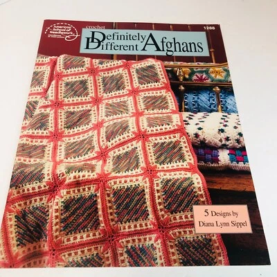 VTG "DEFINITELY DIFFERENT AFGHANS" Crochet Pattern Booklet by ASN 5 Designs 1288 - Image 1 of 4