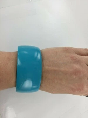 Puño acrílico ancho turquesa imitación - 2 1/4 pulgadas talla S Foto 1 de 4