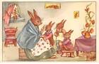Animaux - n°90258 - Lapins - Petits lapins écoutant leur maman racontant une