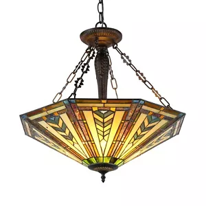 RADIANCE goods Mission-Style 3 Light Inverted Ceiling Pendant 25" Shade - Picture 1 of 4