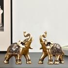 2x Golden Elephant Statue Sculpture Figurine Ornament Home Decor Good Luck