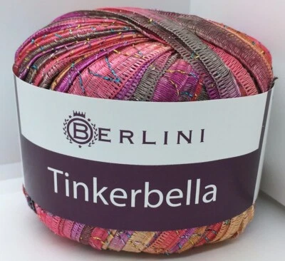 Tinkerbella Berlini Wide Ribbon Yarn #7 Jubilee - Pink Lilac Taupe Melon 50g 33y - Image 1 of 3