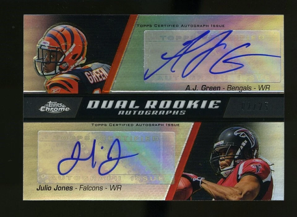 2011 Topps Chrome Dual Rookie Autographs AJ GREEN/JULIO JONES Auto #02/25 - Image 1 of 1