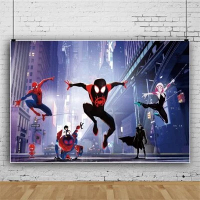 Spidey Superhéroe Hombre Araña Telón de fondo Niños Fiesta de cumpleaños Foto Fondo Banner Foto 1 de 4