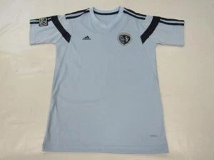 New -Mended- Kansas City Sporting Youth Size XL Adidas Blue Soccer Jersey Shirt - Picture 1 of 4